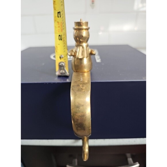 Solid Brass Christmas Stocking Hanger Snowman Vintage - Picture 4 of 5